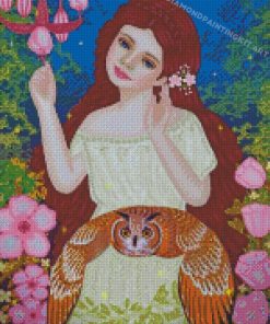 Little Girl With Owl Diamond Paintings